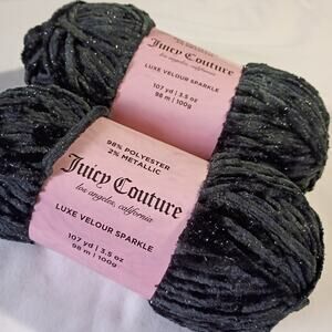Juicy Couture 2-Pack Licorice Sparkle Luxe Velour Sparkle Yarn 107yd 3.5 oz 5
